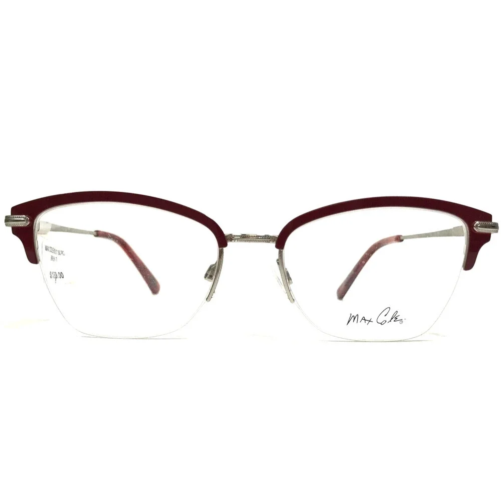 Max Cole Eyeglasses Frames MC 1517 COL 30 Red Silver Cat Eye Square 51-17-140